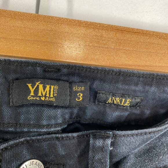 YMI Dark Wash Blue Cotton Blend Denim Shimmer Detail Ankle Jeans Women's Size 3 - Picture 7 of 10